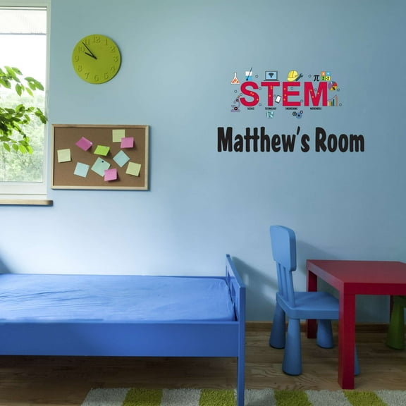 Science Kid Stem Science Technology Engineering Math Personalized Lab Study Experiments Atoms Microscope Scienctist Algebra Geometry Holiday Decorating Wall Decal Sticker - Size: 20 In X 12 In