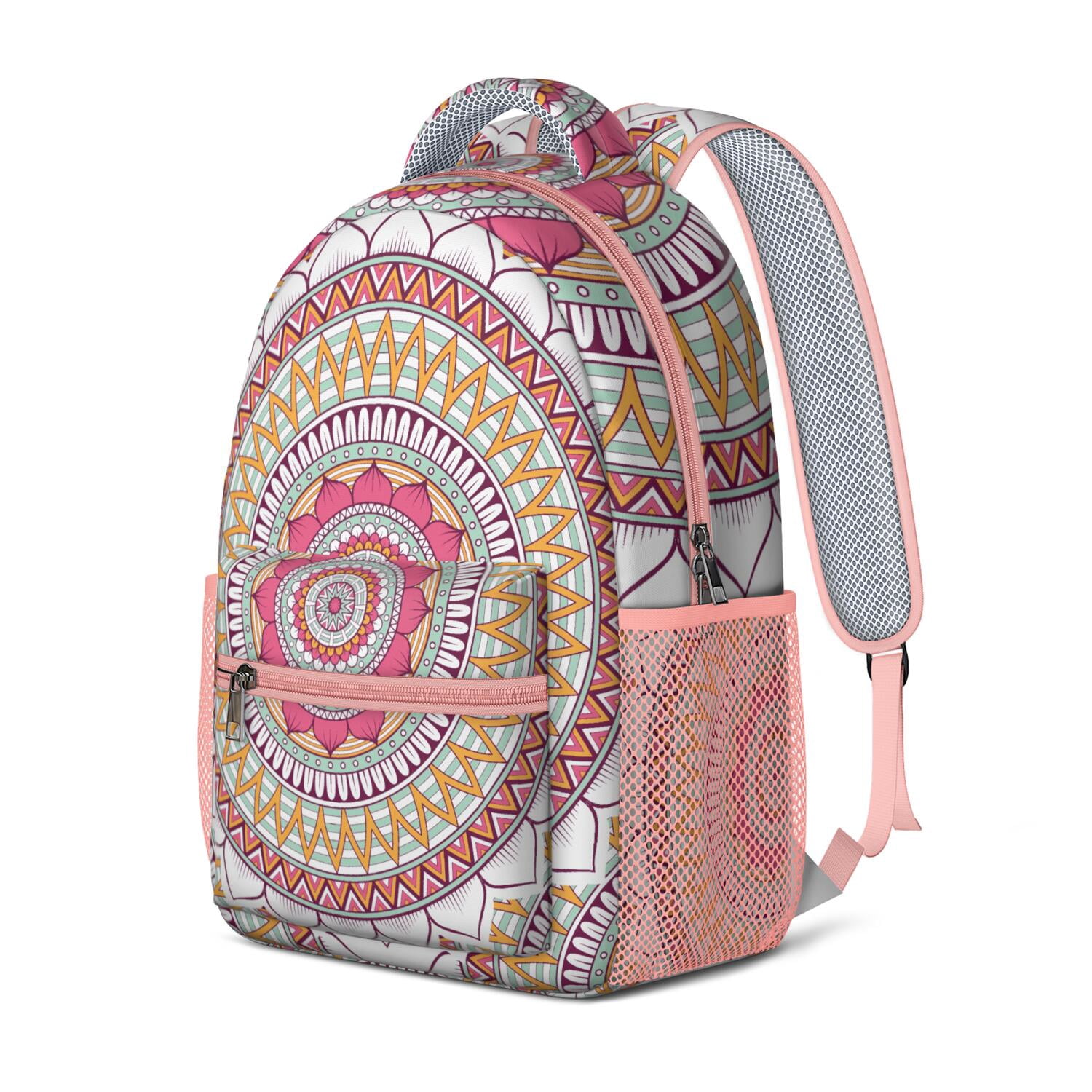 Symmetrical Ethnic Mandala Student Backpack - Breathable Ergonomic School Bag for Commuters