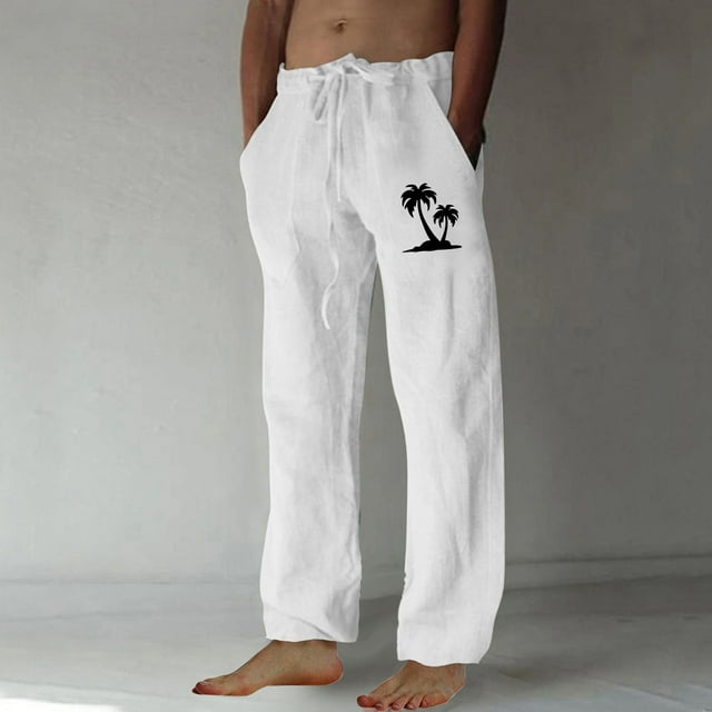 Puntoco Pantalones casuales largos para hombre, pantalones casuales con estampado de moda para hombre, cintura elástica con bolsillos, pantalones deportivos
