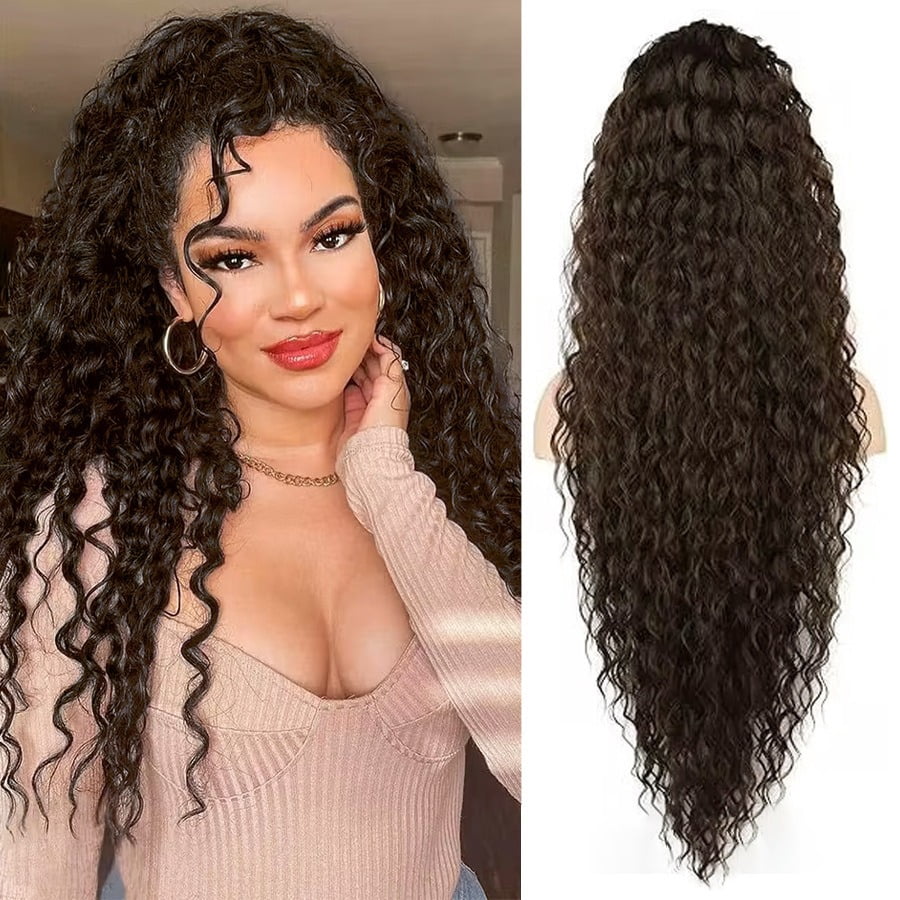 36inch Synthetic Corn Wavy Long Ponytail Hair Extension  wig Kinky Curly Thick Clip In Drawstring Ponytail On Hair accessory