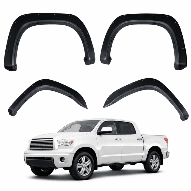 ORVAK Pocket Bolt-Riveted Rugged Style Fender Flares Matte Black 4pcs Set for Toyota Tundra(2007-2013)