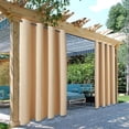 thumbnail image 2 of TOPCHANCES Grommet Blackout Curtains Indoor Outdoor Grommet Curtain Room Darkening Window Drapes Thermal Insulated Curtains, 52 x 84 in, Light Brown, 2 Panels, 2 of 8