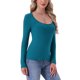 thumbnail image 4 of Camisetas térmicas para mujeres INSPIRE CHIC, capa base de manga larga, ropa interior, tops de pijama de otoño e invierno, camiseta básica en azul lago, 4 of 6