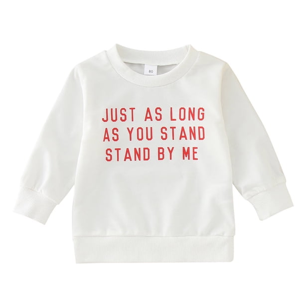 Gibobby Conjuntos de día de San Valentín para niñas y niños, estampado de letras, cuello redondo, sudaderas de manga larga, camiseta, pulóver, Tops(Blanco, 6-12 Meses)