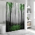 thumbnail image 6 of Green Forest Shower Curtain, Waterproof Shower Curtains for Bathroom, Vintage Foggy Woods Tree Mysterious Washable Fabric Bathtub Curtain Set Bath Decor with 12 Hooks Long 72"x84", 6 of 8