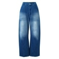 thumbnail image 5 of Hpapadks Jeans for Women Wide Leg High Waist Baggy Boyfriend Cropped Hem Denim Trousers with Pockets Womens Jeans Blue S, 5 of 5
