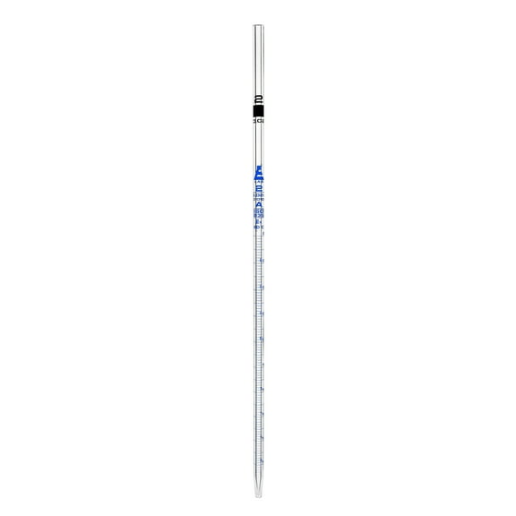 Serological Pipette, 2ml - Class A, Tolerance ?0.010ml - Blue Graduations - Color Code, Black - Calibrated for Delivery to Jet - Borosilicate Glass - Eisco Labs