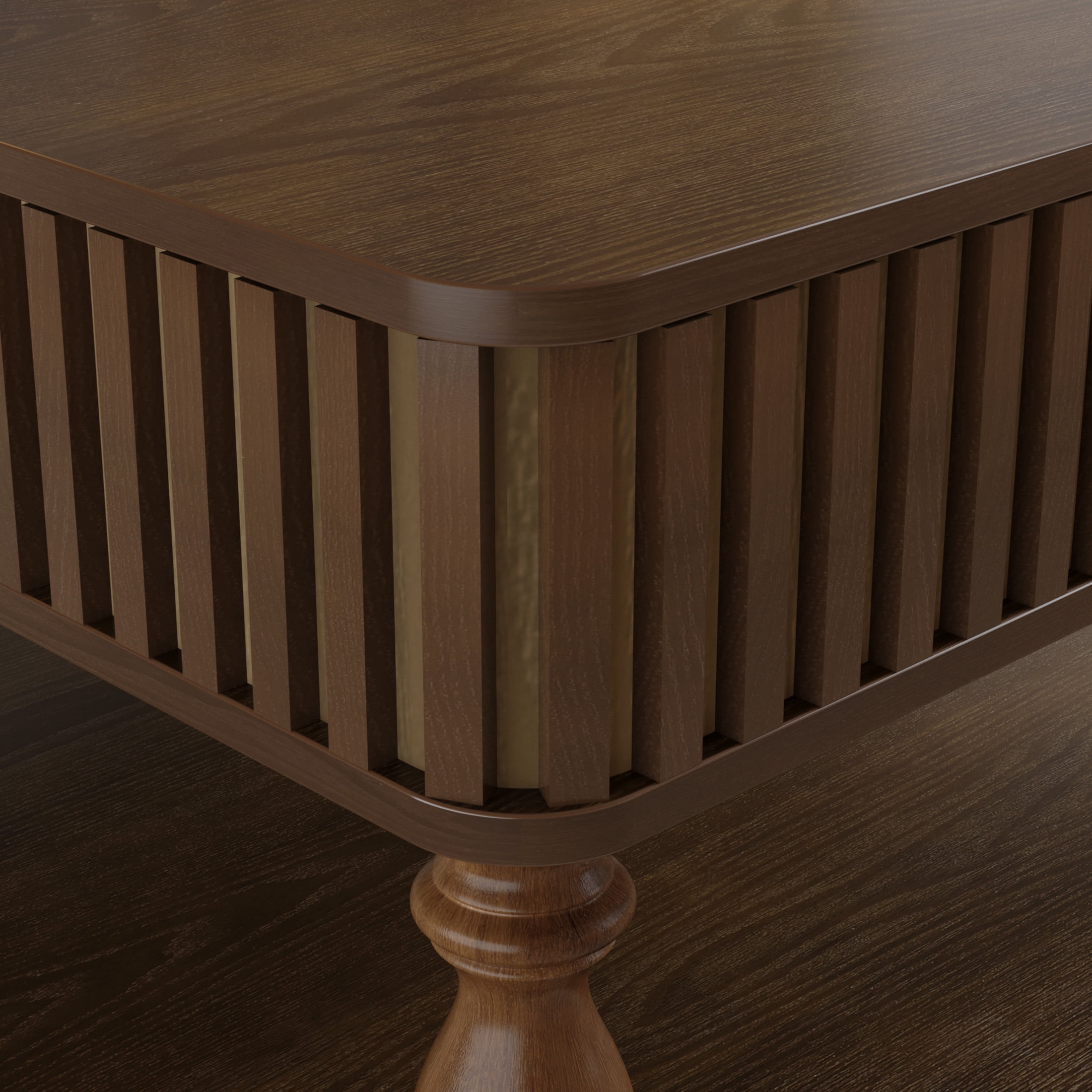Noble House Square Fluted Lift-Top Coffee Table with Hidden & Open Storage, Hydraulic Design and Solid Wood Legs, Walnut Brown