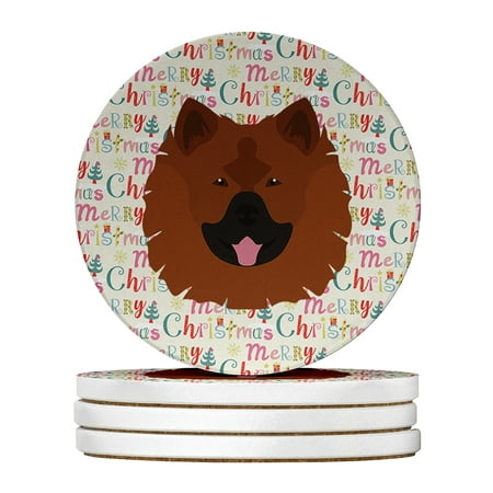 

Eurasier Merry Christmas Large Sandstone Coasters Pack of 4 4 in x 4 in
