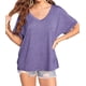 thumbnail image 3 of Camisetas de Gran Tamaño para Mujer, Cuello en V, Corta, Camisetas Holgadas Informales de Verano. Púrpura L, 3 of 9