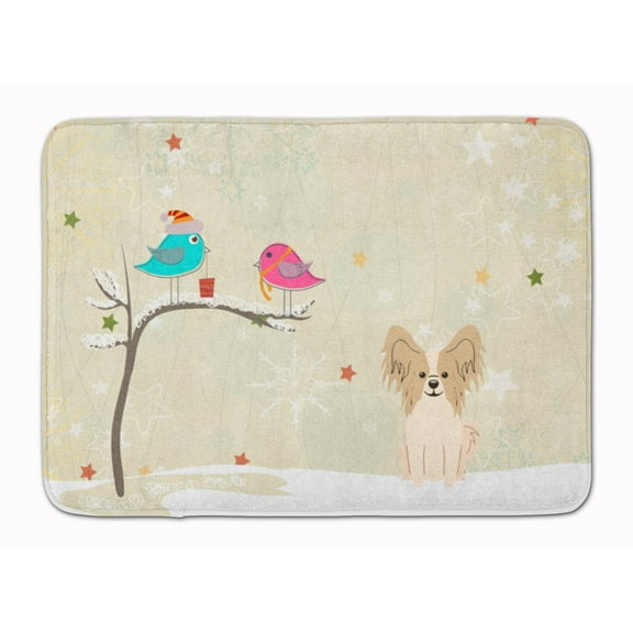 Christmas Presents between Friends Papillon - Sable and White Machine Washable Memory Foam Mat