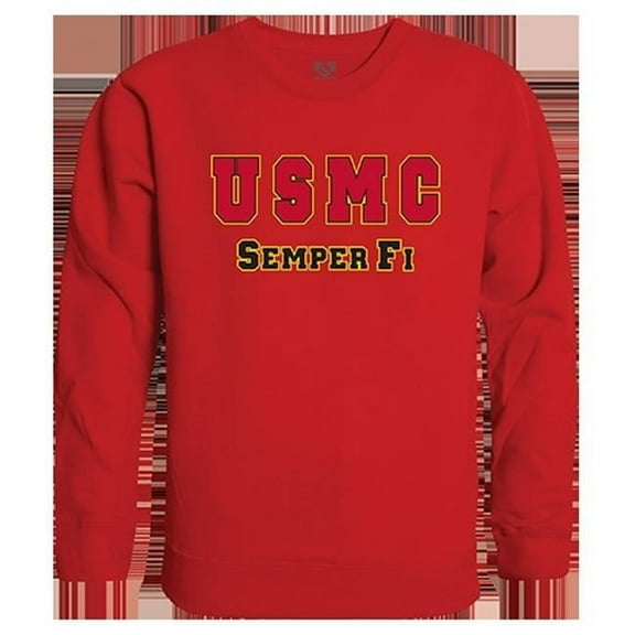 USMC Graphic Crewneck Sweatshirt, Red - Large