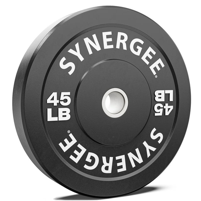 Synergee Bumper Plates – Durable Olympic Weight Plates, Low-Bounce Rubber for Strength Training, Powerlifting, and Functional Workouts.