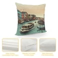 thumbnail image 4 of Orinice  Scenery Throw Pillow Cushion Cover, Venezia City Italian Landscape with Old Houses Gondollas and Spikes Image, Decorative Square Accent Pillow Case,  Orange and Yellow White, 4 of 5