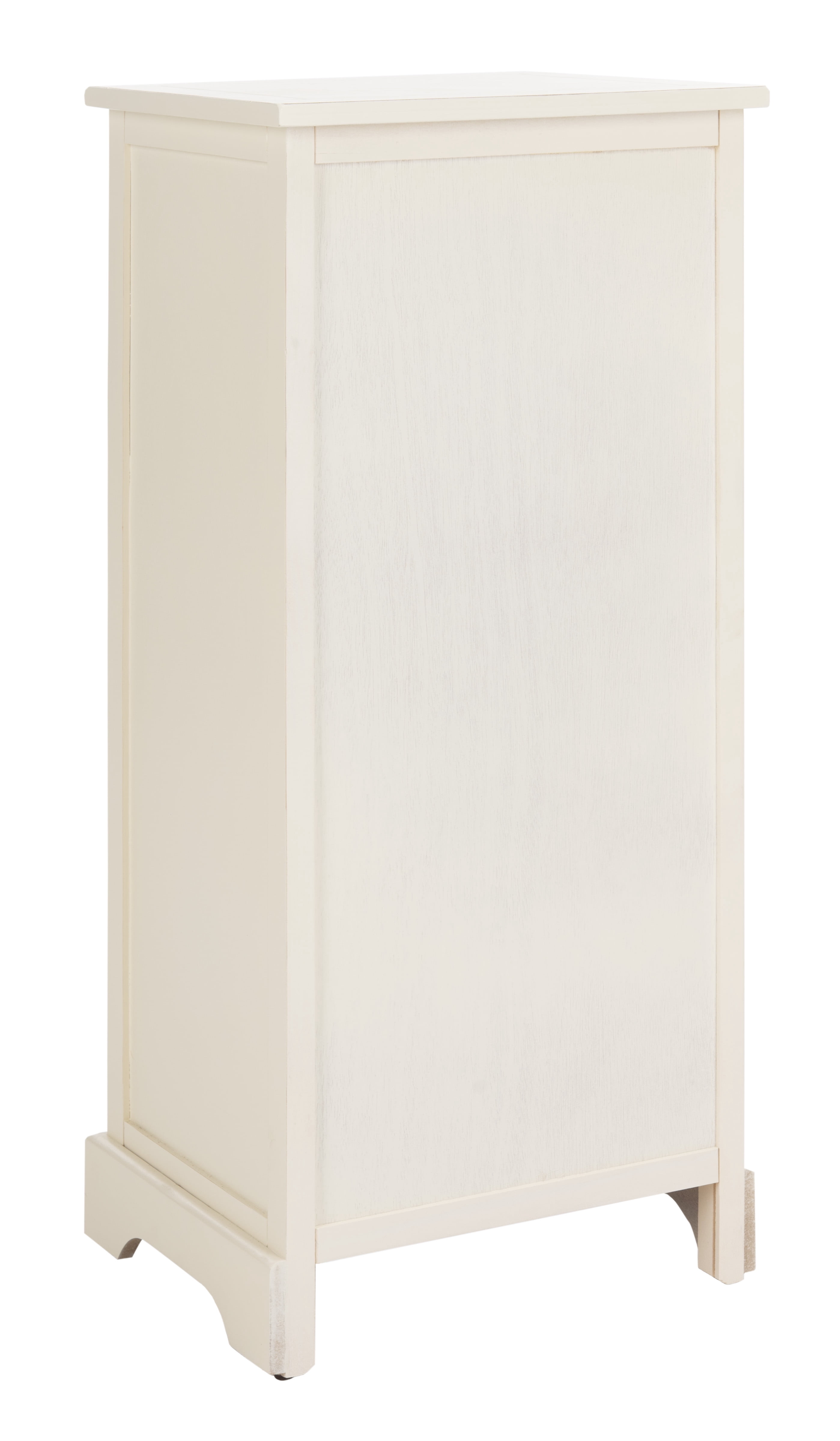SAFAVIEH Raven Solid Tall Storage Unit with Pullout Table and Basket, Distressed Cream