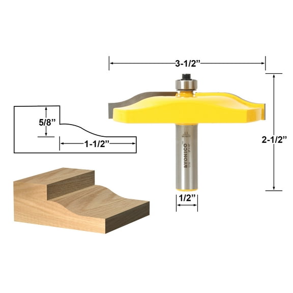 Yonico Raised Panel Router Bit - Ogee Door - Large 3-1/2" Diameter - 12138
