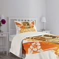thumbnail image 5 of Ambesonne Tiki Bar Quilted Bedspread Set 2 Pcs, Hibiscus Flora, Twin Size, Orange Brown Pale Yellow, 5 of 6