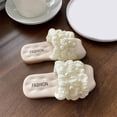 thumbnail image 2 of ZACPNCV Girl's Bow Slip on Slippers Open Toe Braided Slides Flat Sandals White 11-14 Years, 2 of 5