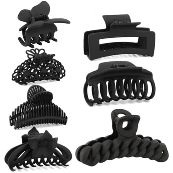 Hair Clips for Women,7 Pcs Different Sizes and Styles Claw Clips,Black Hair Clips for Thick Hair,Thin Hair
