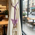thumbnail image 4 of Purple Sequin Butterfly Curtain Tieback, Adjustable Hand-Woven Rope Tiebacks with Pearl, Window Drape Holdback for Living Room Bedroom, 20 Inch, 4 of 6