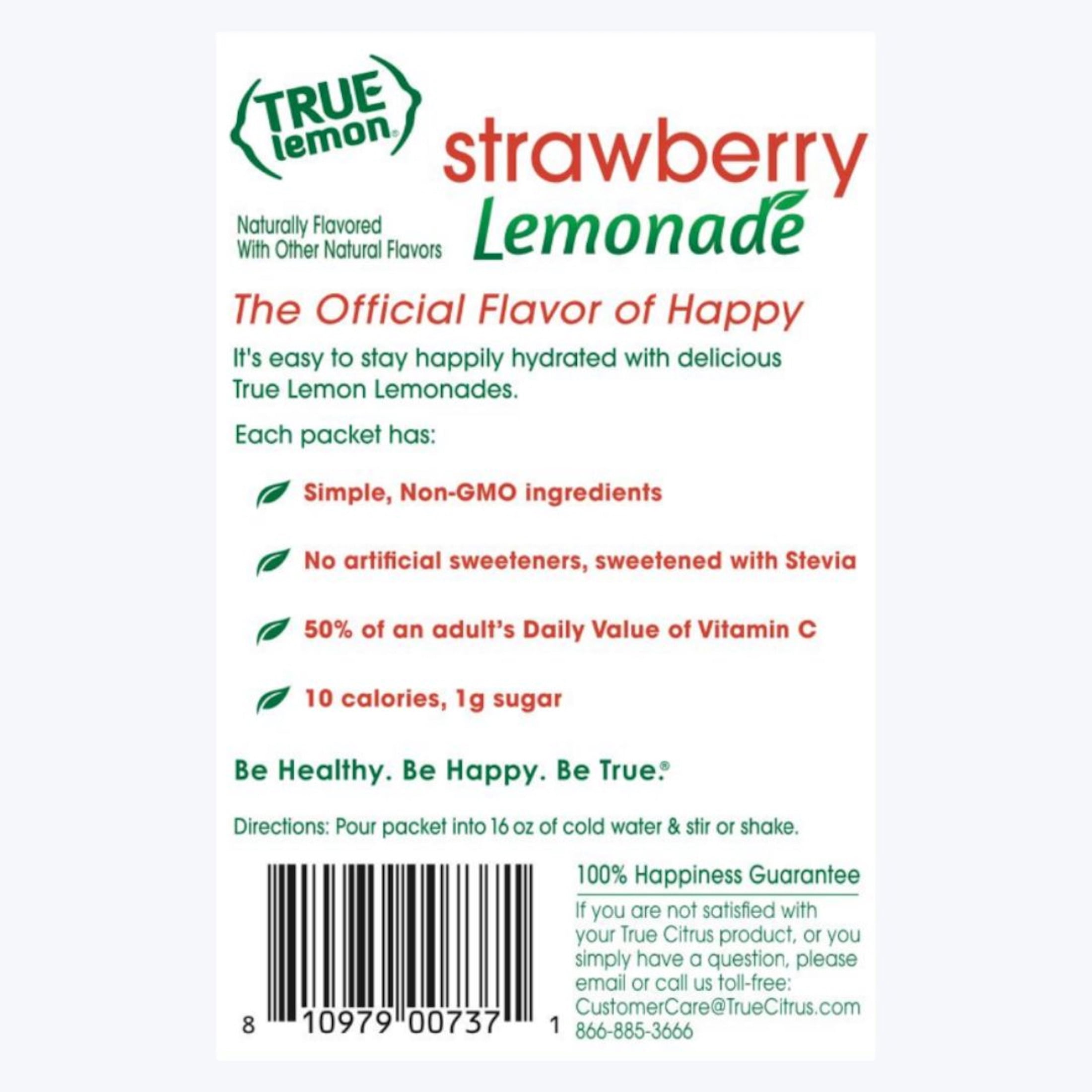 (2 pack) True Lemon Strawberry Lemonade Drink Mix Powder, No Artificial Sweeteners, 1.06 oz., 10 Count Box
