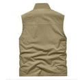 thumbnail image 4 of IYTR Men's Stand Collar Fleece Lined Waistcoat Winter Warm Sleeveless Multi-Pockets Jacket Outdoor Full Zip Up Waistcoat Khaki M, 4 of 6