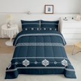 thumbnail image 4 of Manfei Tribal Aztec Comforter Sets Queen Size, Western Geometric Down Comforter, Steel Blue Reversible Bedding Queen Comforter Set, Microfiber Bedroom Decor, 3 Pieces, 4 of 8