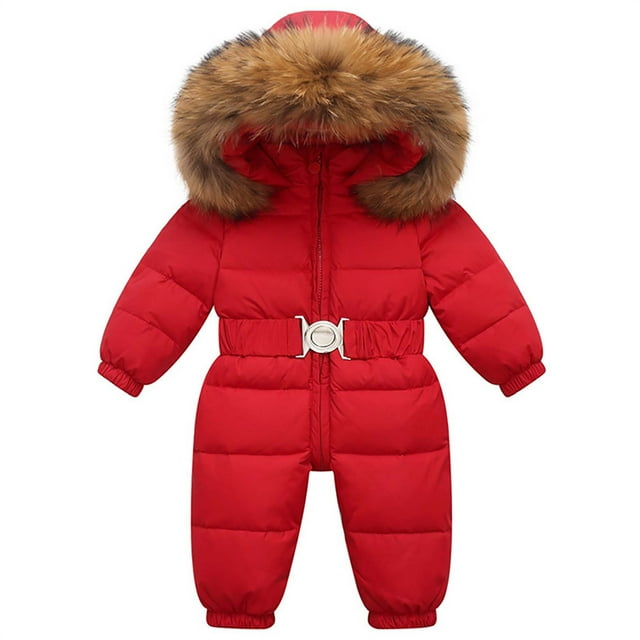 Économies d'Hiver! SROBPTY Manteaux d'Hiver pour Enfants en Duvet, Manteaux de Ski de Plein Air et Combinaisons Épaisses pour Garçons, Filles et Bébés, Manteaux d'Hiver pour Tout-Petits Rouges, 0-1 An