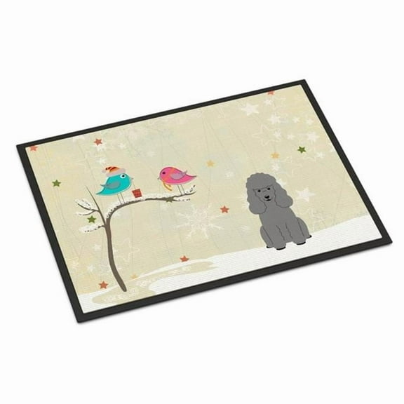 Christmas Presents between Friends Poodle Silver Door Mat