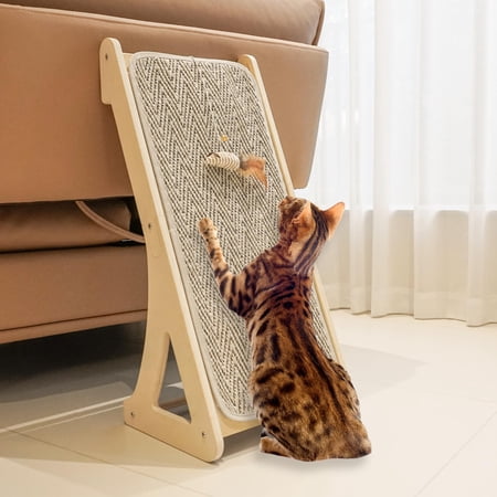 Cat Scratcher Sisal Cat Scratching Ramp L Shape Scratch Pad for Indoor Kitty 27 Wall Furniture Protector with Mouse Toy