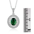 thumbnail image 4 of RYLOS Necklace White Gold 14K Halo Designer Necklace Gemstone &  Diamonds Pendant 18" Chain 8X6MM Green Sapphire September Birthstone Womens Jewelry Gold Necklace, 4 of 7