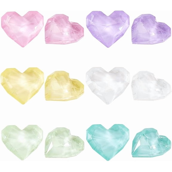 36Pcs Glass Rhinestones 6 Colors Heart Cabochons Charms for Crafting Bulk Birthstone Loose Beads for Earring Bracelets Necklaces Ring Jewelry Making Embellishment