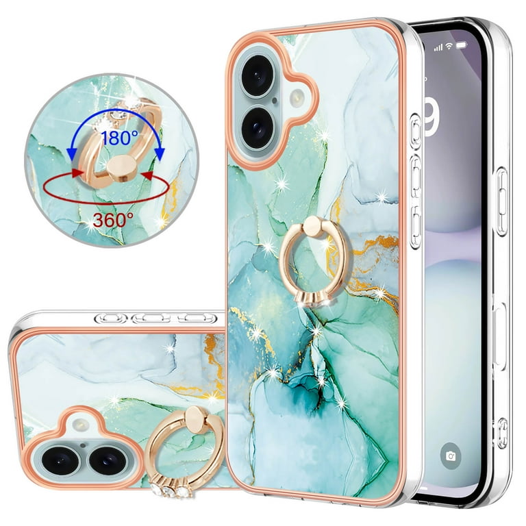 Case for Nokia C12 Marble-patterned phone case with 360° rotating