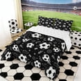 thumbnail image 2 of Erosebridal Black White Soccer Full Size Comforter Sets, Sport Bedding Sets for Men and Boys, Reversible 3-Piece, 1 Comforter and 2 Pillowcases, 2 of 6
