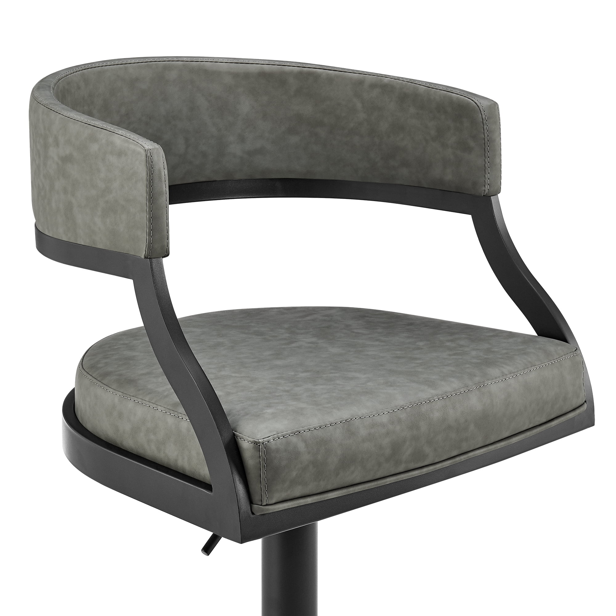 Callie Modern Retro Swivel Metal Adjustable Height Barstool With Faux Leather Seat