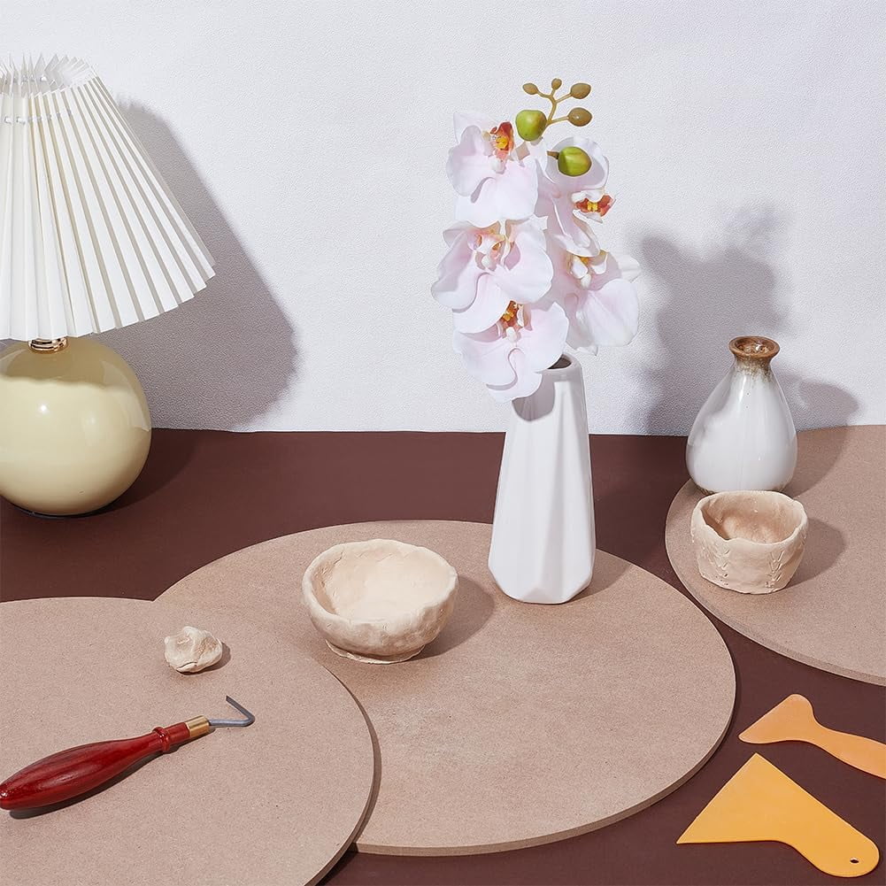 3Pcs 35.5cm Flat Round Pottery Wheel Bat Ceramic Drying Slab Clay Board Sculpture Base Clay Tool for Pottery Wheel Portable Clay Wedging Board for Clay Crafts Arts Ceramics Pottery Tools DIY