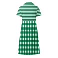 thumbnail image 5 of ZHOGXU Womens Summer Dresses Short Sleeve Lapel Plaid Striped Print A Line Elegant Relaxed Fit Shirt Dress For Casual Daily Wear,Dark Green,Xxl, 5 of 5
