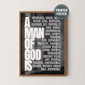 Kiloa Christian Teen Boy Wall Art With Scripture, Black Bible Verse Poster For Men, 8x12 UNFRAMED