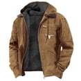 thumbnail image 3 of Zedker Men’s Western Hooded Jacket with Longhorn Print, Soft Warm Inner Lining, Zip Up Casual Outer Coat, Adjustable Drawstring Hood, Chest Zipper Pocket & Side Pockets, 3 of 4