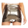 thumbnail image 2 of Sakkas Women's Shiny Metallic Liquid Mini Skirt - Pewter - Large, 2 of 7