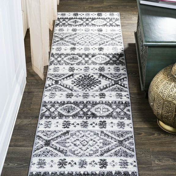 JONATHAN Y MOROCCAN HYPE 2 x 10 Runner Rug, Sura Kilim Geometric - Gray/Anthracite, MOH500A-210