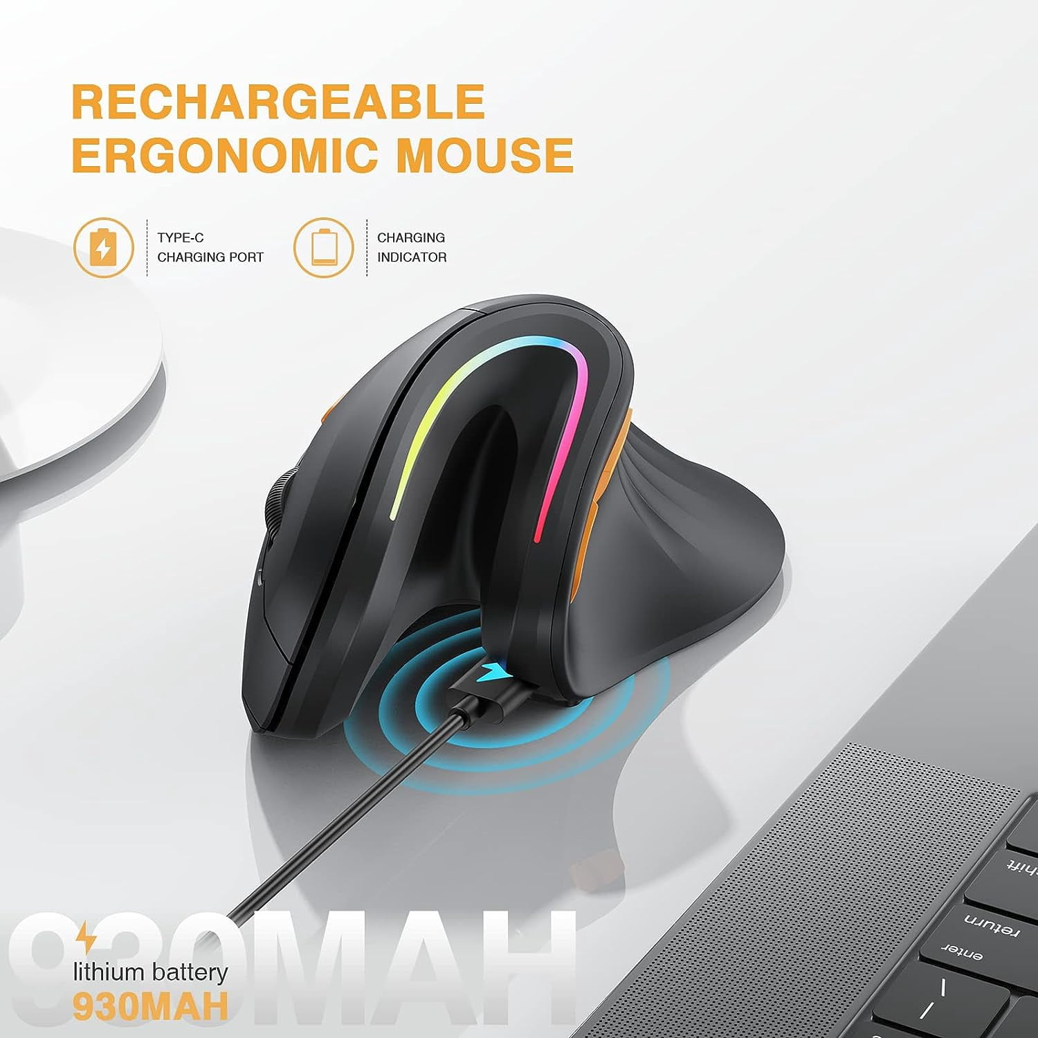 Ergono Mouse , ProtoArc EM11 Bluetooth Vertical Ergo Mouse, Rechargeable, 2.4G RGB Optical Vertical e