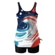 thumbnail image 5 of Traje de Baño de Mujer con Pantalones Cortos Conservador Cintura Alta Día de la Independencia Impreso Traje de Baño de Dos Piezas, Largo Torso Camiseta con Almohadillas Extraíbles, 5 of 6