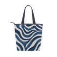 thumbnail image 2 of Zipper canvas bag large capacity large size practical handbag durable Canvas with leather material Dark Blue Zebra Stripes, 2 of 7