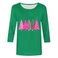 thumbnail image 2 of Maplenight Christmas Shirts for Women 3/4 Length Sleeve Tunic Tops Christmas Tree Cute Print T Shirts Crew Neck Graphic Tees, 2 of 4