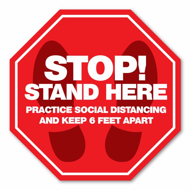Stop! Stand Here 12" Octagon Floor Decal 10 Pack