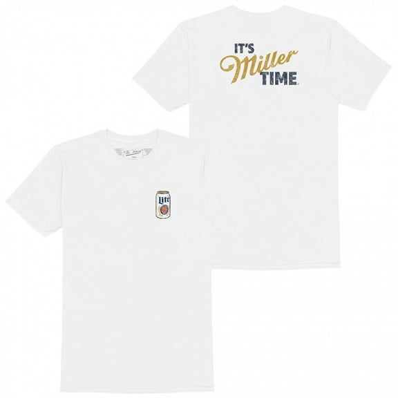 Miller Lite Can Icon It's Miller Time Front and Back Print T-Shirt-Small