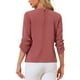 thumbnail image 3 of CURVOSPORT Camisa Elegante para Mujeres Top de Oficina con Abertura Clave Plisado Frontal Arrugado de Manga 3/4 Blusa de Chifón XS Rojo Carmín, 3 of 6