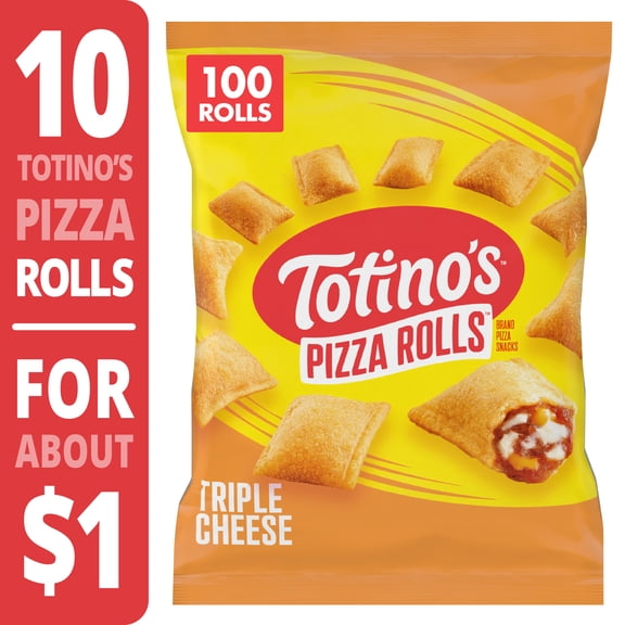 Totino's Triple Cheese Flavored Pizza Rolls Snacks, 100 Rolls (Frozen)