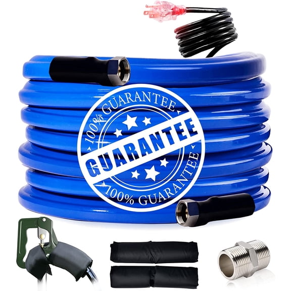 MRY 75 ft Heated Water Hose for RV, -45°F Anti-Freezing Heated Garden Hose, Freshwater Hose with Fittings